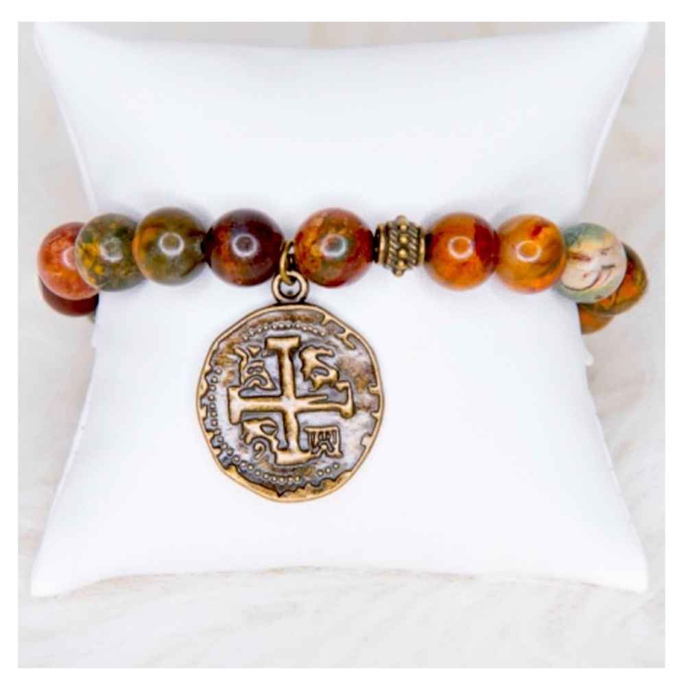 💝Boutique 🪙📿Rustic Double Sided Amulet Stretch Bracelet🪬